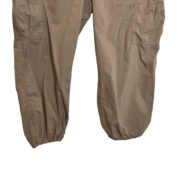 Uniqlo Womens Pull On Cargo Pants XL Tan Jogger Hem Cotton Nylon Drawstring - Picture 3 of 6